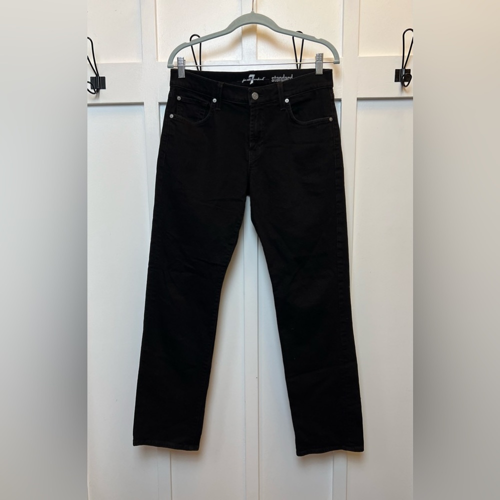 7 for all Mankind Womens Standard Black Denim Jeans Size 31 Straight